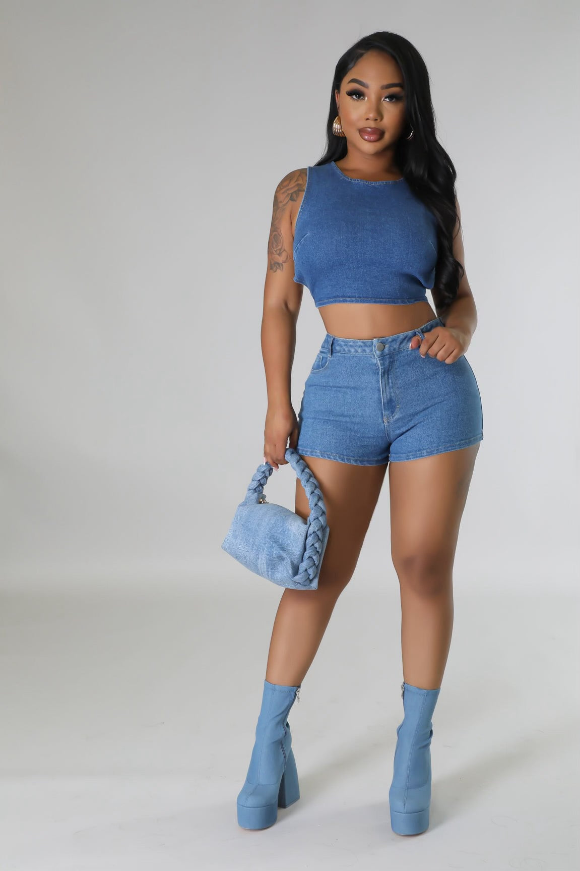 So Chic 2piece Denim Short Set