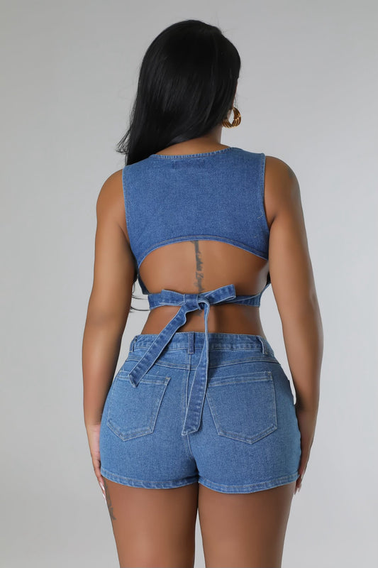 So Chic 2piece Denim Short Set