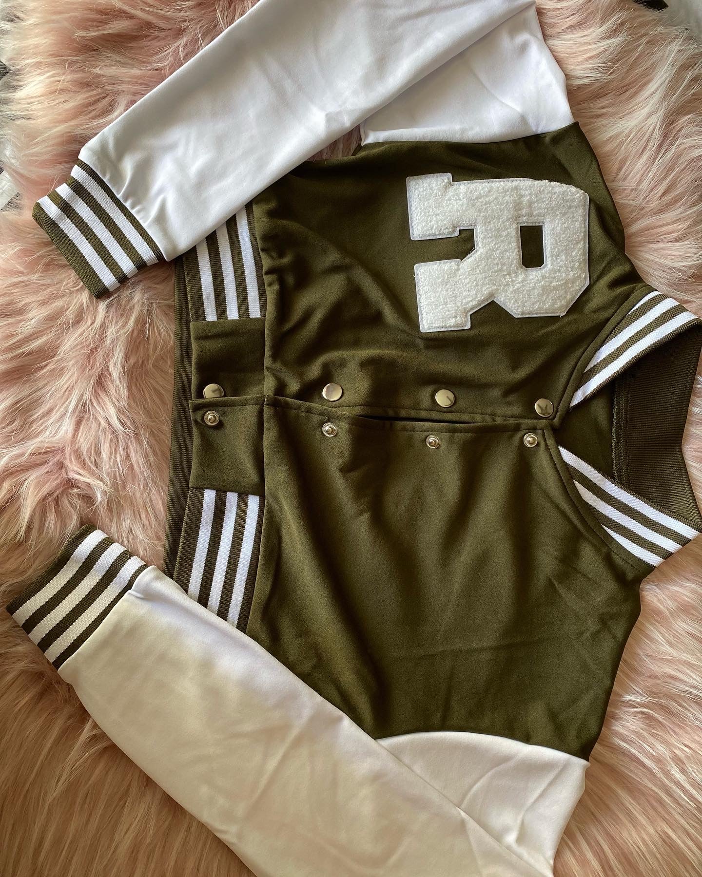 Roll With Me Varsity Jacket(Green)