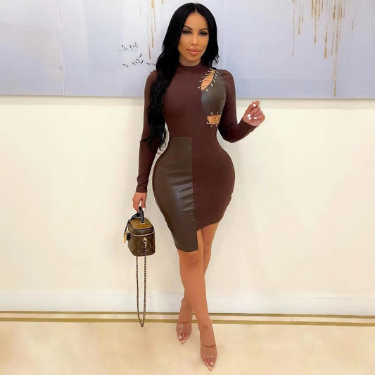 Hug My Body Bandage Midi Dress(Dark Brown)