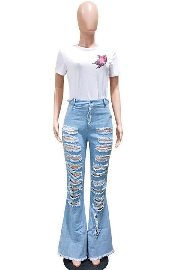 Dany Distress Denim Ripped Jeans