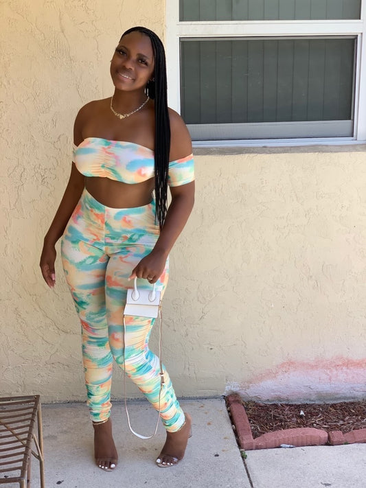 Citrus🍋‍🟩 Sunset Vibe 2Piece Pant Set